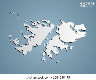 Vector Gray gradient of Falkland Islands map on blue background.