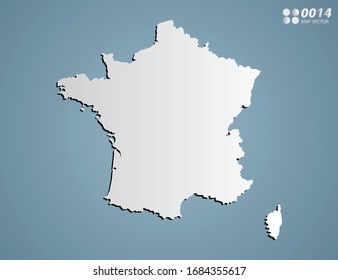 Vector Gray gradient of France map on blue background.