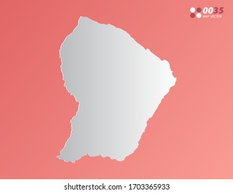 Vector Gray gradient of French Guiana map on orange background.