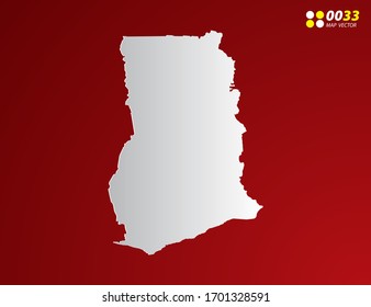 Vector Gray gradient of Ghana map on red background.