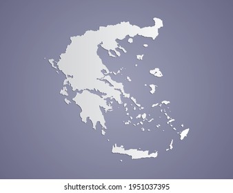 Vector Gray gradient of Greece map on purple background.