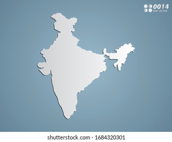 Vector Gray gradient of India map on blue background.