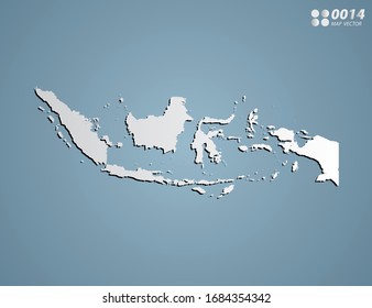 Vector Gray gradient of Indonesia map on blue background.