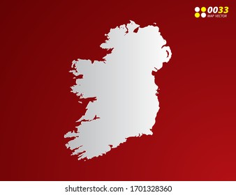 Vector Gray gradient of Ireland map on red background.