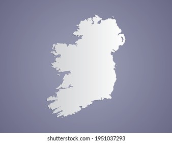 Vector Gray gradient of Ireland map on purple background.