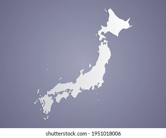 Vector Gray gradient of Japan map on purple background.