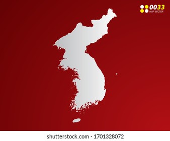 Vector Gray gradient of Korea map on red background.