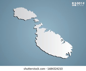 Vector Gray gradient of Malta map on blue background.