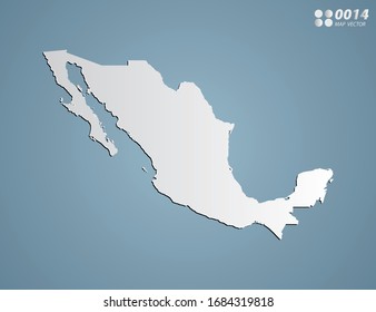 Vector Gray gradient of Mexico map on blue background.