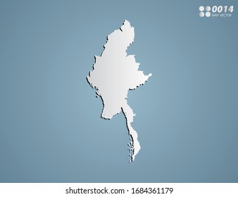 Vector Gray gradient of Myanmar map on blue background.