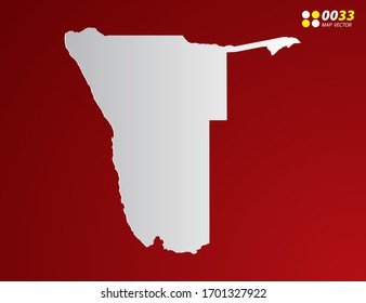 Vector Gray gradient of Namibia map on red background.