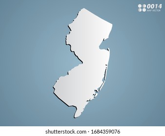 Vector Gray gradient of New Jersey map on blue background.