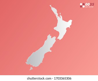 Vector Gray gradient of New Zealand map on orange background.