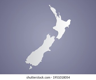 Vector Gray gradient of New Zealand map on purple background.