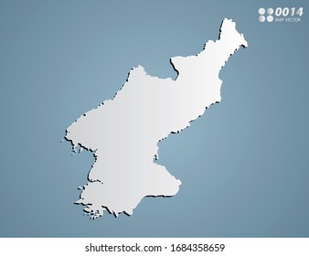 Gradiente gris vector de Corea del Norte mapa sobre fondo azul.