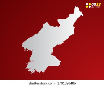 Vector Gray gradient of North Korea map on red background.