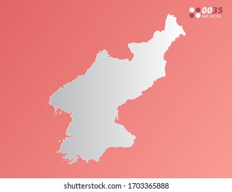 Gradiente gris vector de Corea del Norte mapa sobre fondo naranja.