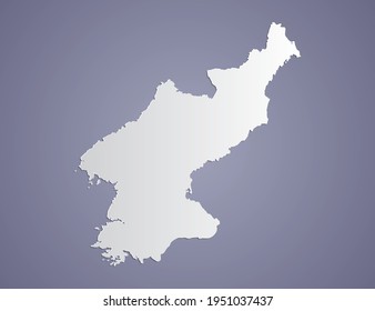 Vector Gray gradient of North Korea map on purple background.