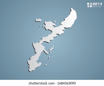 Vector Gray gradient of Okinawa map on blue background.
