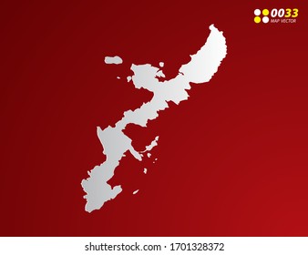 Vector Gray gradient of Okinawa map on red background.