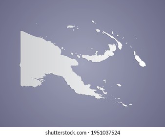 Vector Gray gradient of Papua New Guinea map on purple background.