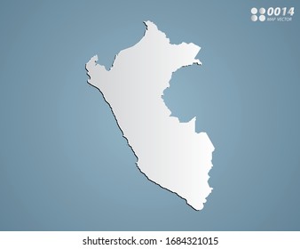 Vector Gray gradient of Peru map on blue background.