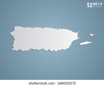 Gradiente gris vector de Puerto Rico mapa sobre fondo azul.