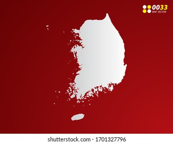 Vector Gray gradient of South Korea map on red background.