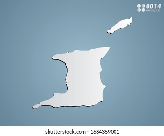 Gradiente gris vector de Trinidad y Tobago mapa sobre fondo azul.