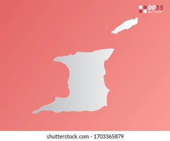 Gradiente gris vector de Trinidad y Tobago mapa sobre fondo anaranjado.