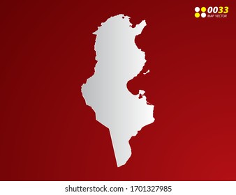 Vector Gray gradient of Tunisia map on red background.