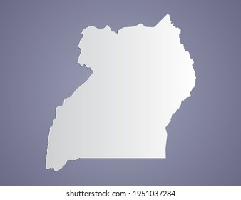 Vector Gray gradient of Uganda map on purple background.
