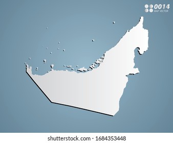 Vector Gray gradient of United Arab Emirates map on blue background.