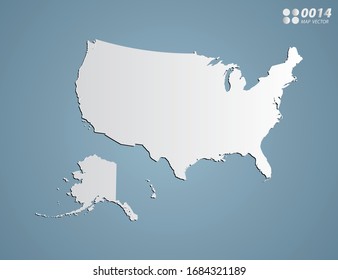 Vector Gray gradient of United States of America (USA) map on blue background.