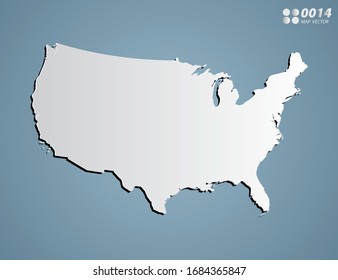 Gradiente gris vectorial de los Estados Unidos de América (USA) mapa sobre fondo azul.