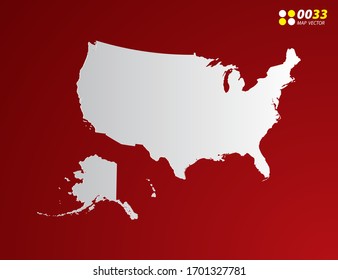 Vector Gray gradient of United States of America (USA) map on red background.