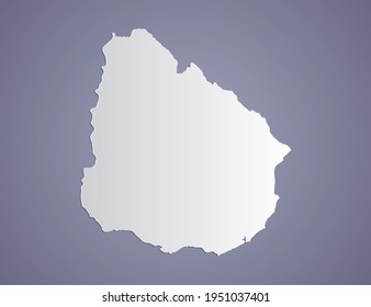 Vector Gray gradient of Uruguay map on purple background.