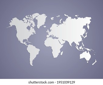 Vector Gray gradient of World map on purple background.
