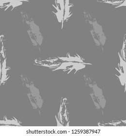 Vector Gray Grunge bird feathers seamless pattern 10 eps