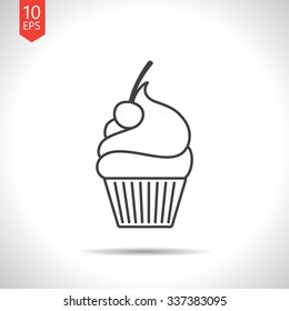 Vector gray ice-cream icon on white background 