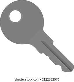 Vector of a gray key. Can be used for design elements, logos, decorations, etc.