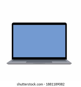 vector gray laptop with blue screen