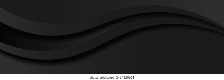 Vector gray line background curve element with black space for text and message design, overlapping layers