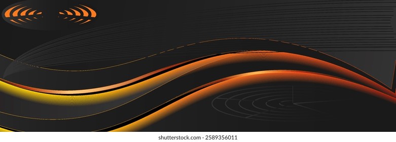 Vector gray line background curve element with black space for text and message design, layers