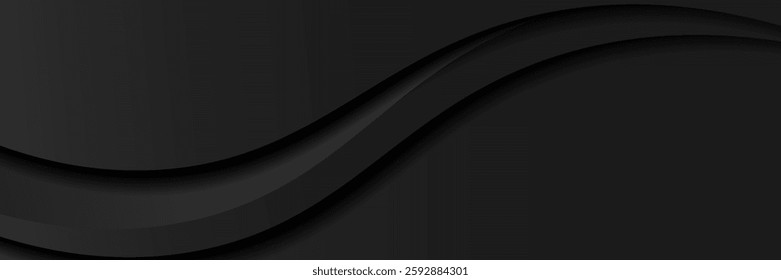 Vector gray line background curve element with black space for text and message design,