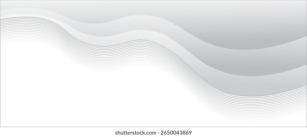 Vector gray line background curve element with white space for text and message design, overlapping layers, vector, modern abstract design. Eps10