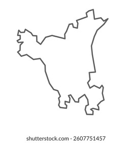 A vector gray line map of the Haryana State of India. State of India.