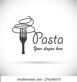 Vector gray logo fork with pasta