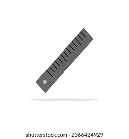 Vector gray long ruler on white background. Vector stationery theme.