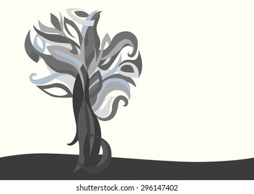 vector gray magic tree illustration